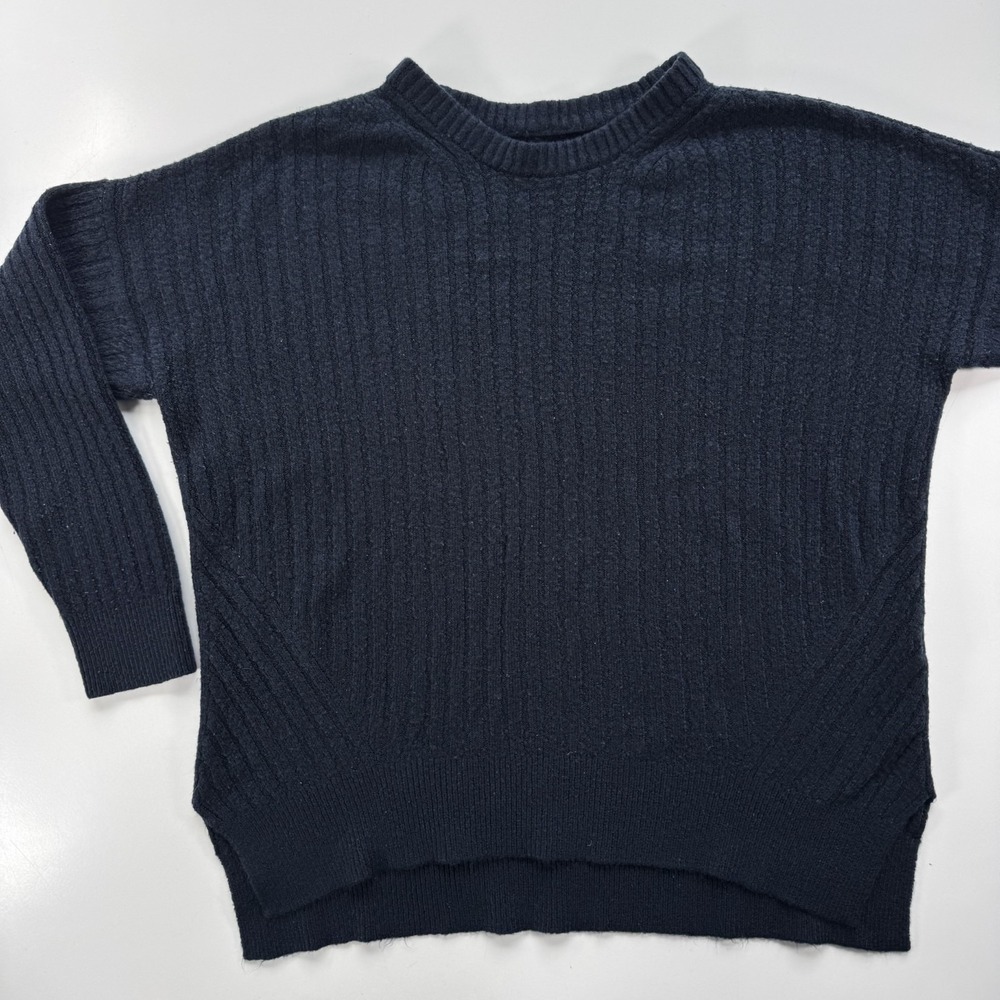 ABERCROMBIE & FITCH Split Hem Ribbed Knit‎ Sweater Crew Neck Womens Medium Blue